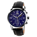 Reloj de pulsera con correa de cuero informal para hombre SKMEI 9070 Relojes de cuarzo impermeables con movimiento japonés